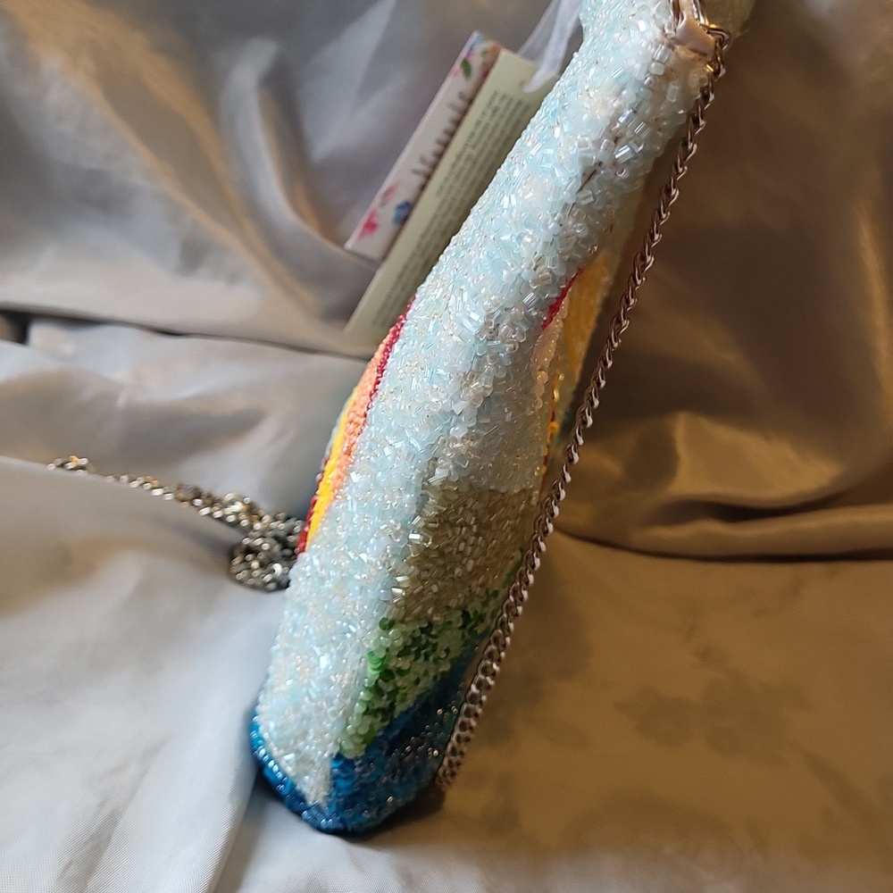 Handcrafted In India Beaded Hot Air Balloon Clutch - Ice Blue and Multicolor EL - Picture 5 of 5